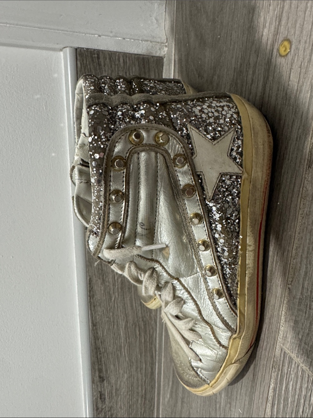 Golden Goose Silver High-Top Sneakers with Star Detail - Picture 7 of 8